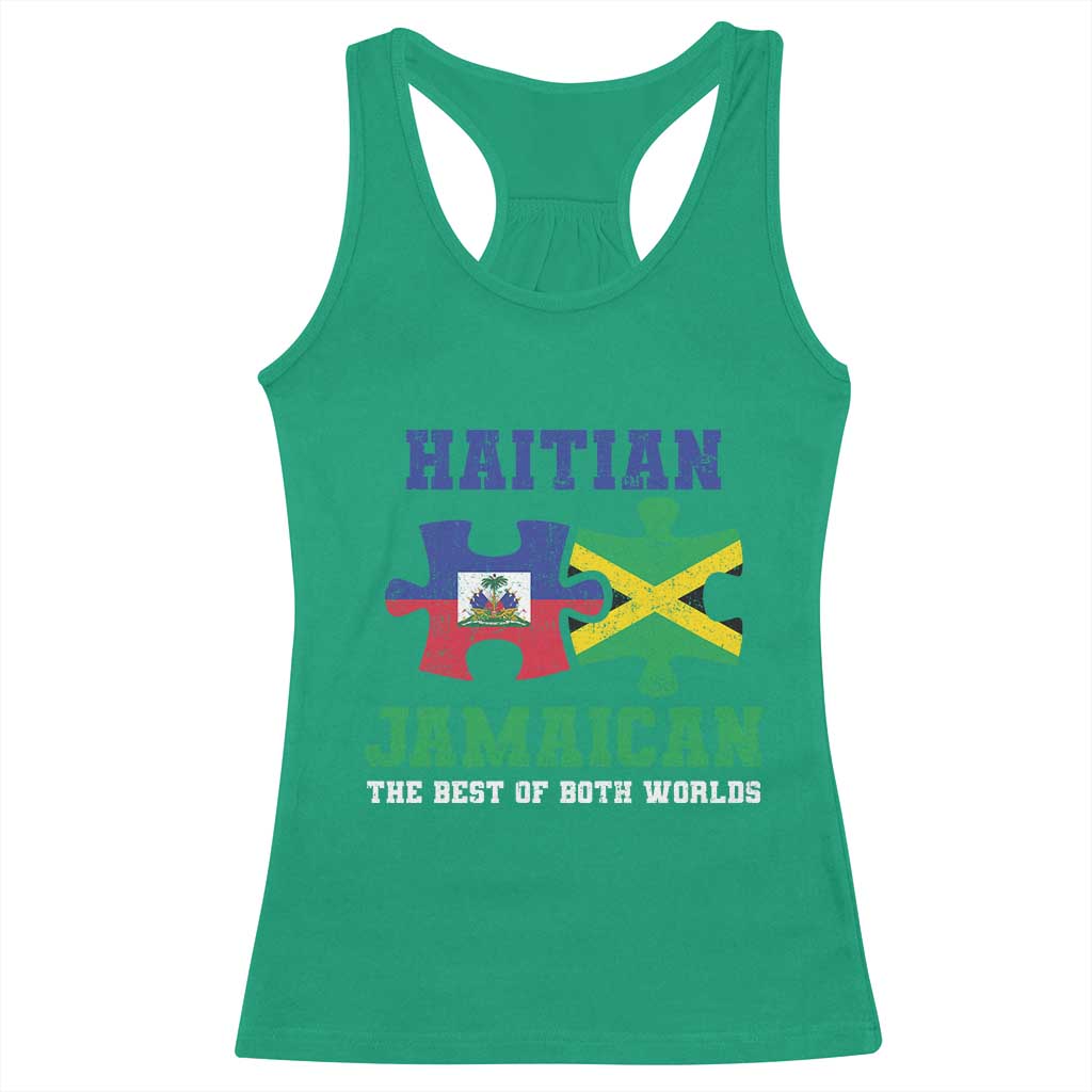 Haitian Jamaican Roots Racerback Tank Top Haiti Jamaica Combo Puzzle TS10 Irish Green Print Your Wear