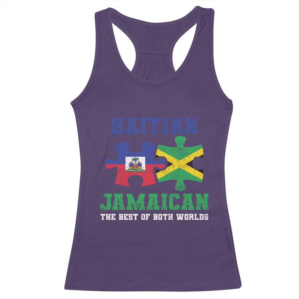 Haitian Jamaican Roots Racerback Tank Top Haiti Jamaica Combo Puzzle TS10 Purple Print Your Wear