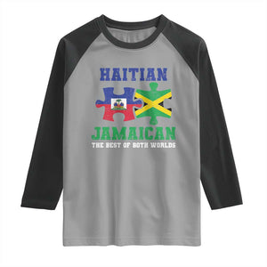 Haitian Jamaican Roots Raglan Shirt Haiti Jamaica Combo Puzzle TS10 Sport Gray Black Print Your Wear