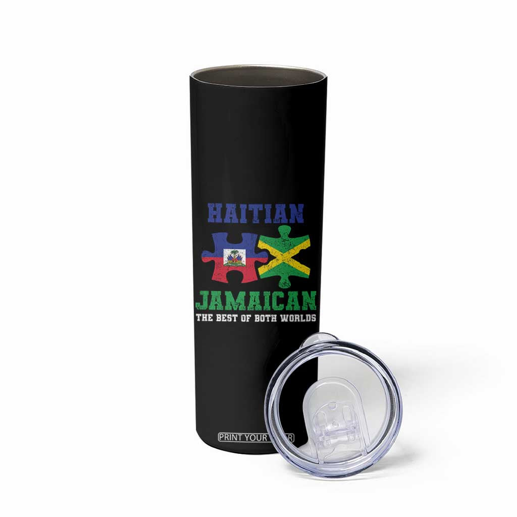 Haitian Jamaican Roots Skinny Tumbler Haiti Jamaica Combo Puzzle TS10 Print Your Wear