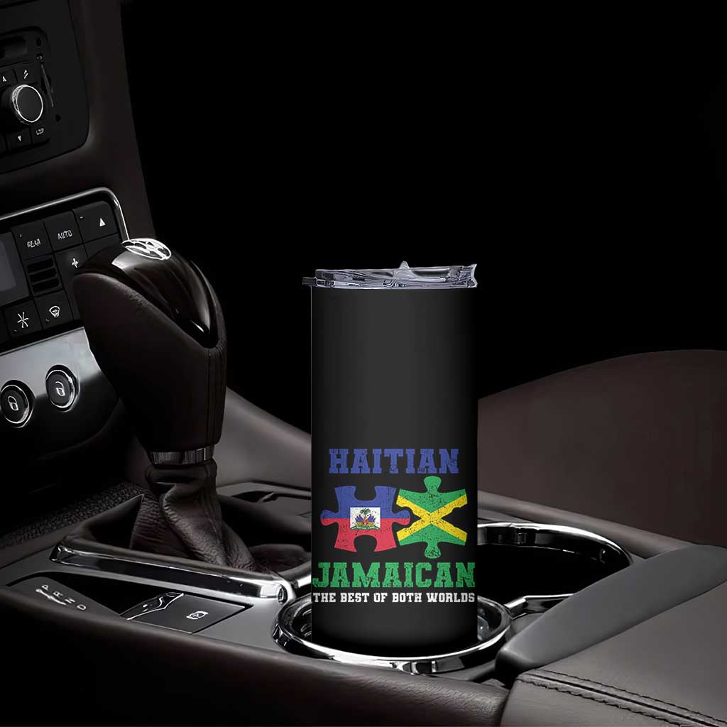Haitian Jamaican Roots Skinny Tumbler Haiti Jamaica Combo Puzzle TS10 Print Your Wear