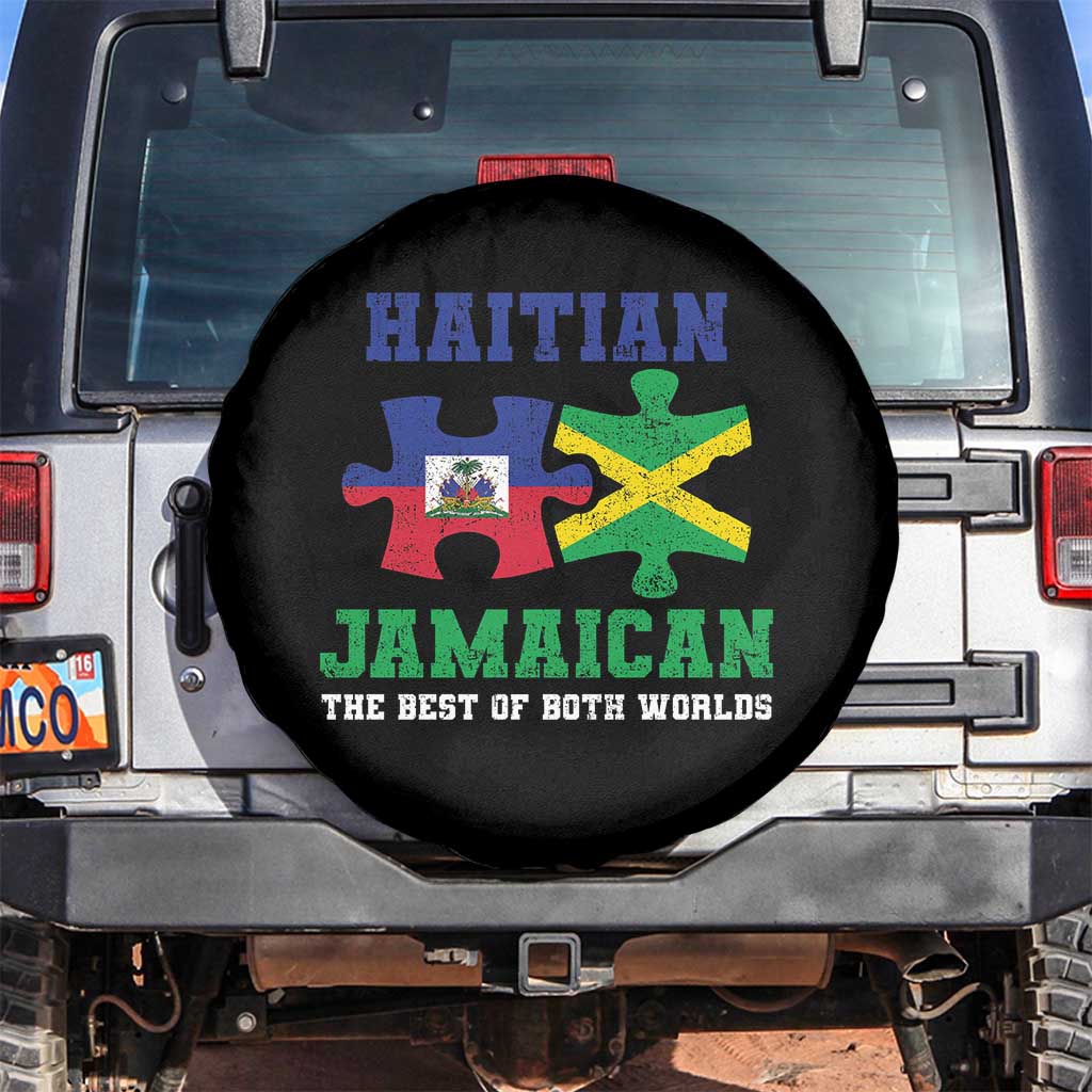 Haitian Jamaican Roots Spare Tire Cover Haiti Jamaica Combo Puzzle TS10 No hole Black Print Your Wear