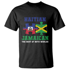 Haitian Jamaican Roots T Shirt Haiti Jamaica Combo Puzzle TS10 Black Print Your Wear