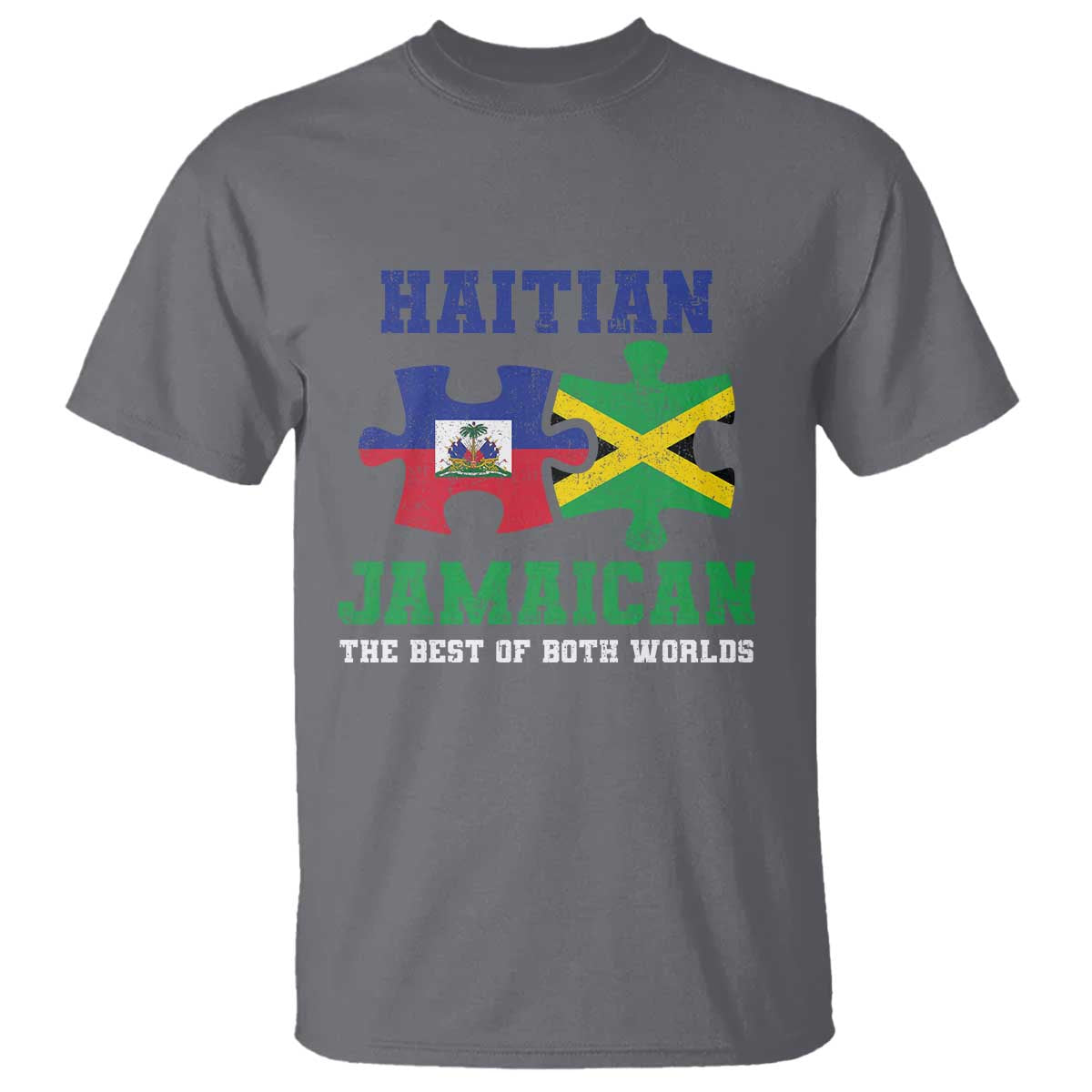 Haitian Jamaican Roots T Shirt Haiti Jamaica Combo Puzzle TS10 Charcoal Print Your Wear