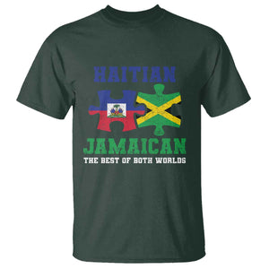 Haitian Jamaican Roots T Shirt Haiti Jamaica Combo Puzzle TS10 Dark Forest Green Print Your Wear