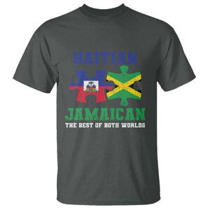 Haitian Jamaican Roots T Shirt Haiti Jamaica Combo Puzzle TS10 Dark Heather Print Your Wear