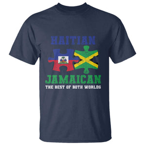 Haitian Jamaican Roots T Shirt Haiti Jamaica Combo Puzzle TS10 Navy Print Your Wear