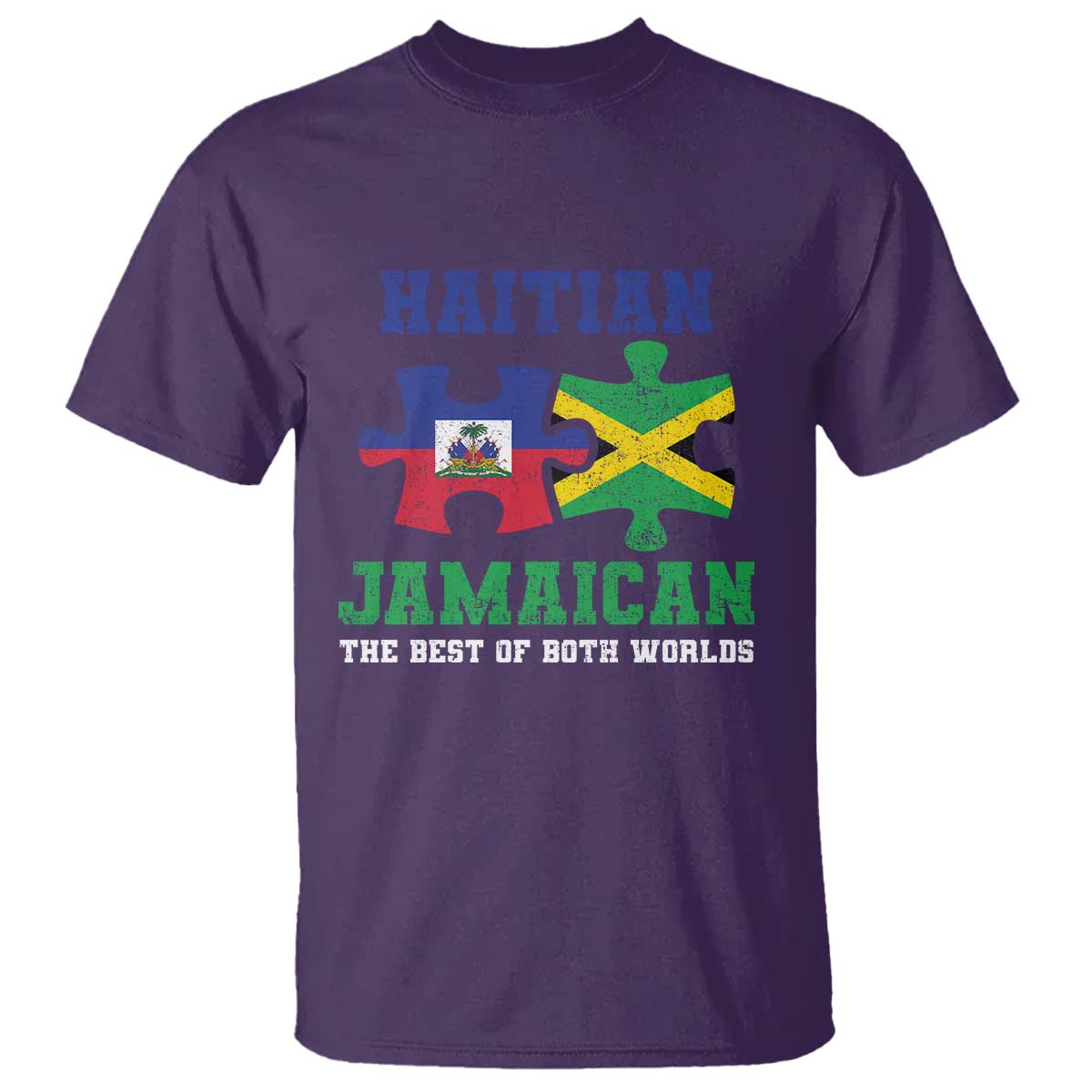 Haitian Jamaican Roots T Shirt Haiti Jamaica Combo Puzzle TS10 Purple Print Your Wear