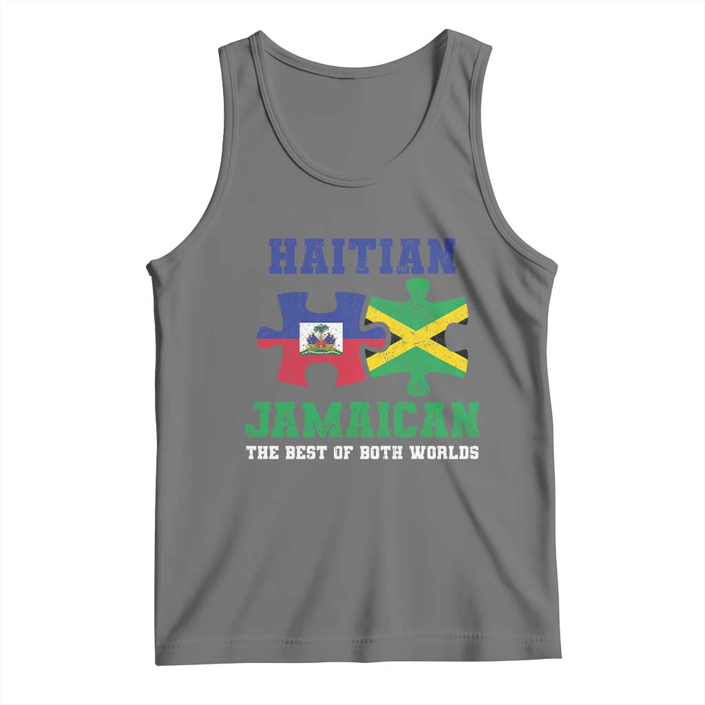 Haitian Jamaican Roots Tank Top Haiti Jamaica Combo Puzzle TS10 Black Heather Print Your Wear