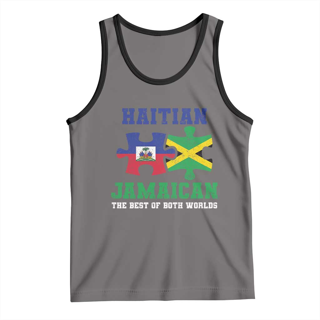 Haitian Jamaican Roots Tank Top Haiti Jamaica Combo Puzzle TS10 Deep Heather Black Print Your Wear