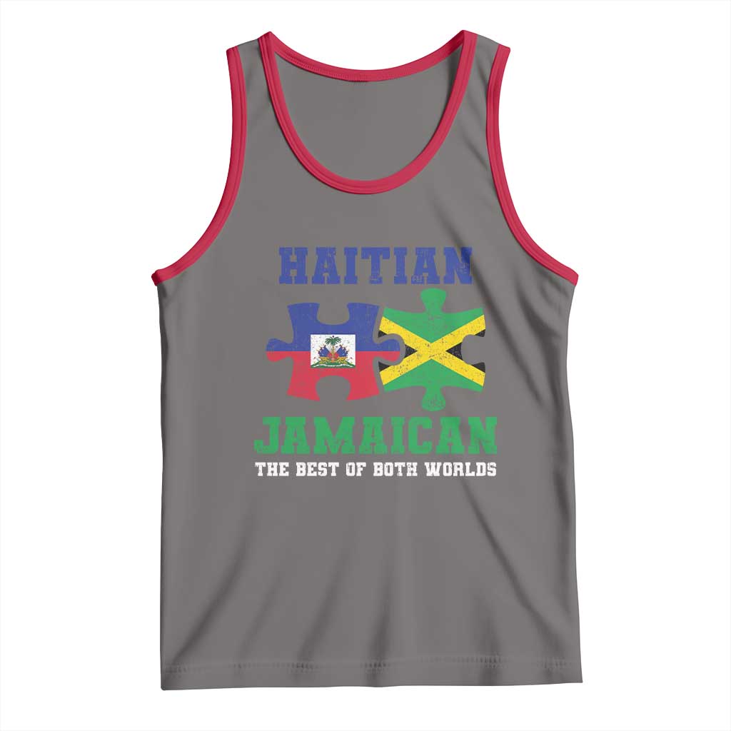 Haitian Jamaican Roots Tank Top Haiti Jamaica Combo Puzzle TS10 Deep Heather Red Print Your Wear
