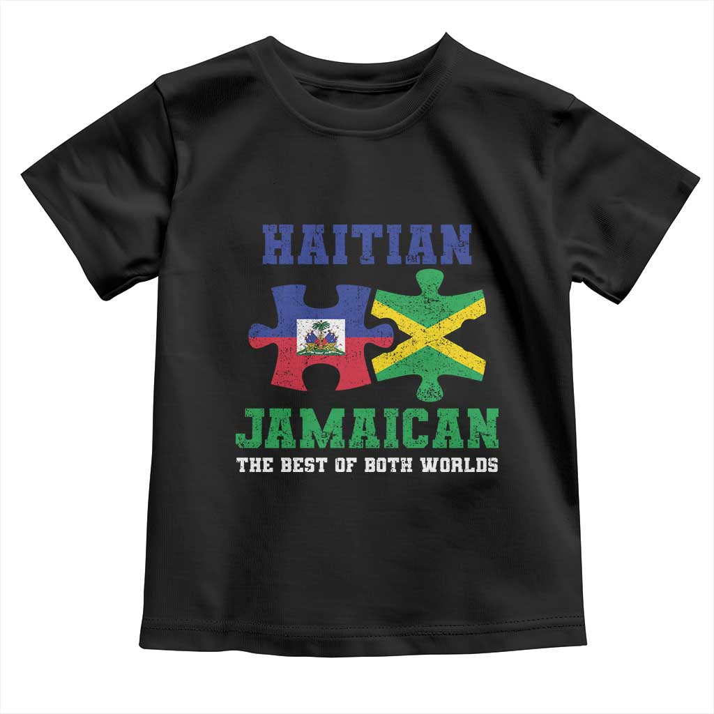 Haitian Jamaican Roots Toddler T Shirt Haiti Jamaica Combo Puzzle TS10 Black Print Your Wear