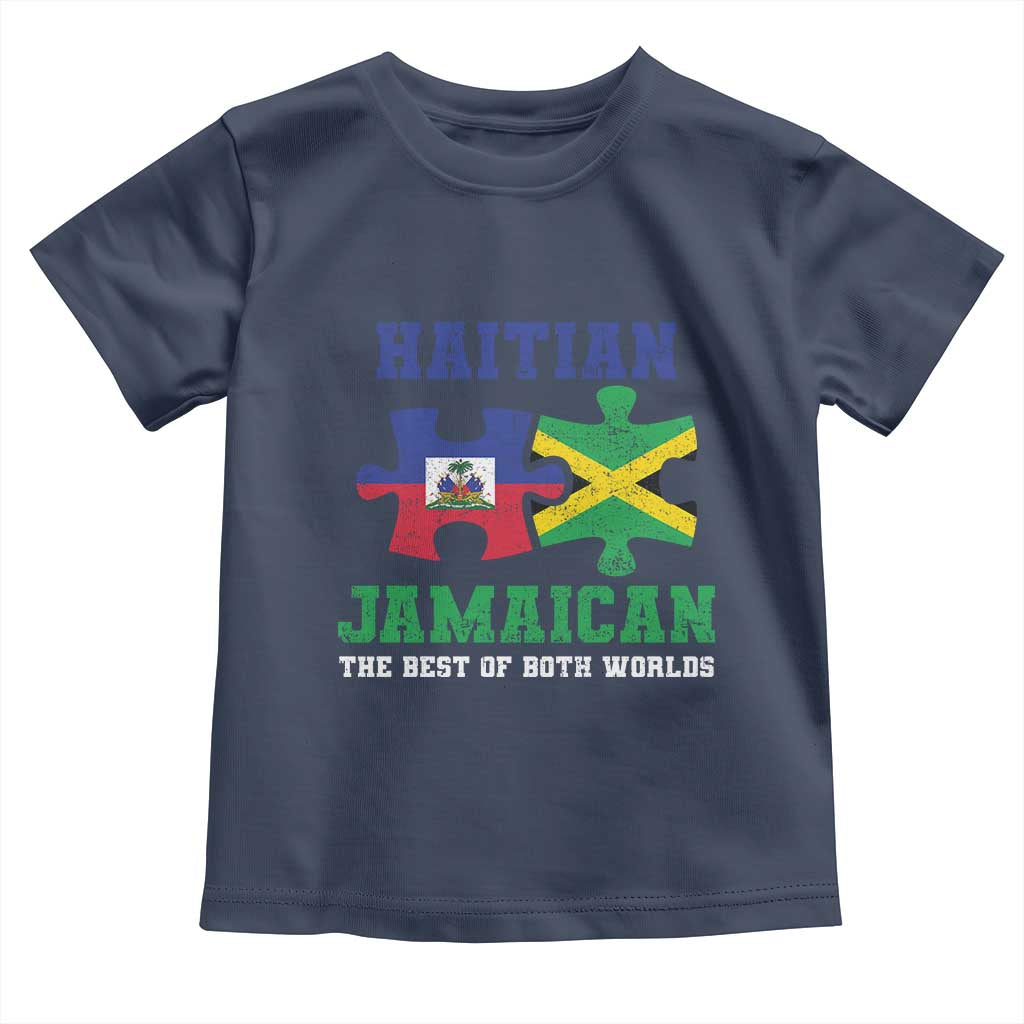 Haitian Jamaican Roots Toddler T Shirt Haiti Jamaica Combo Puzzle TS10 Navy Print Your Wear