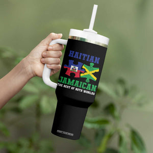 Haitian Jamaican Roots Tumbler With Handle Haiti Jamaica Combo Puzzle TS10 Print Your Wear