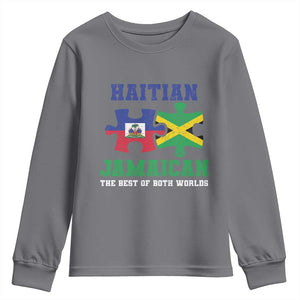 Haitian Jamaican Roots Youth Sweatshirt Haiti Jamaica Combo Puzzle TS10 Charcoal Print Your Wear