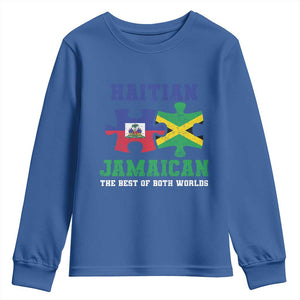 Haitian Jamaican Roots Youth Sweatshirt Haiti Jamaica Combo Puzzle TS10 Royal Blue Print Your Wear