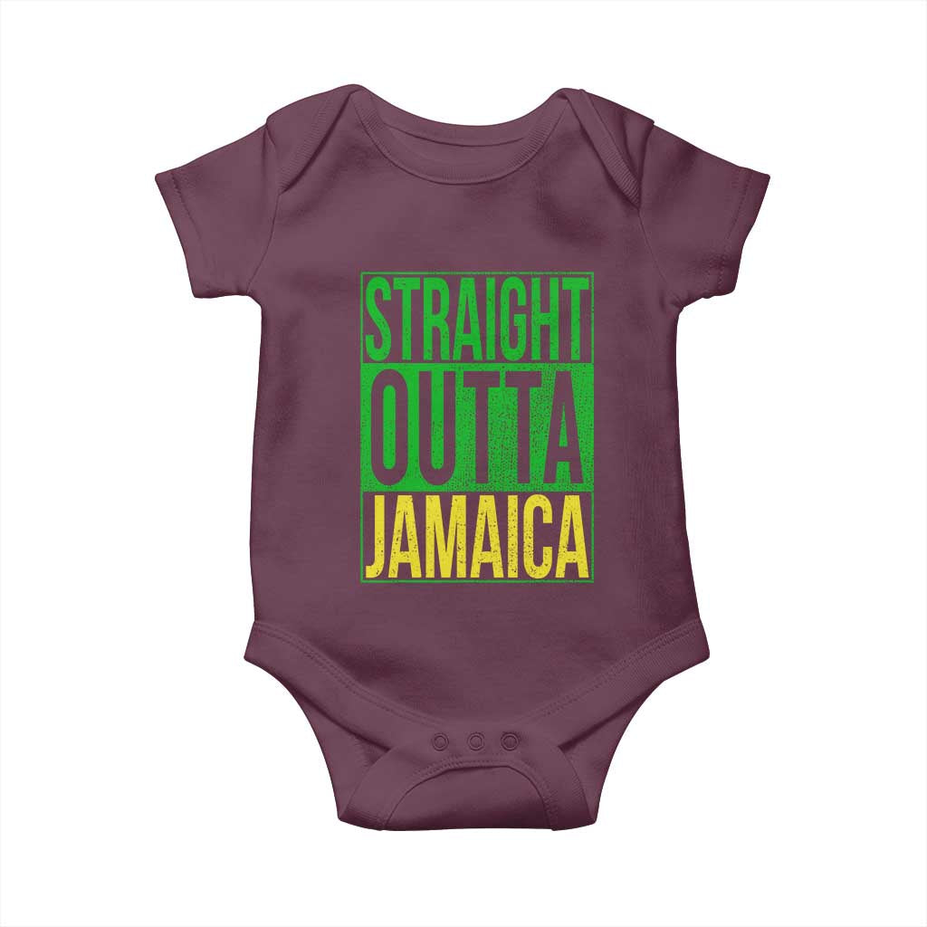 Straight Outta Jamaica Baby Onesie Cool Jamaican Travel Vacation TS10 Maroon Print Your Wear
