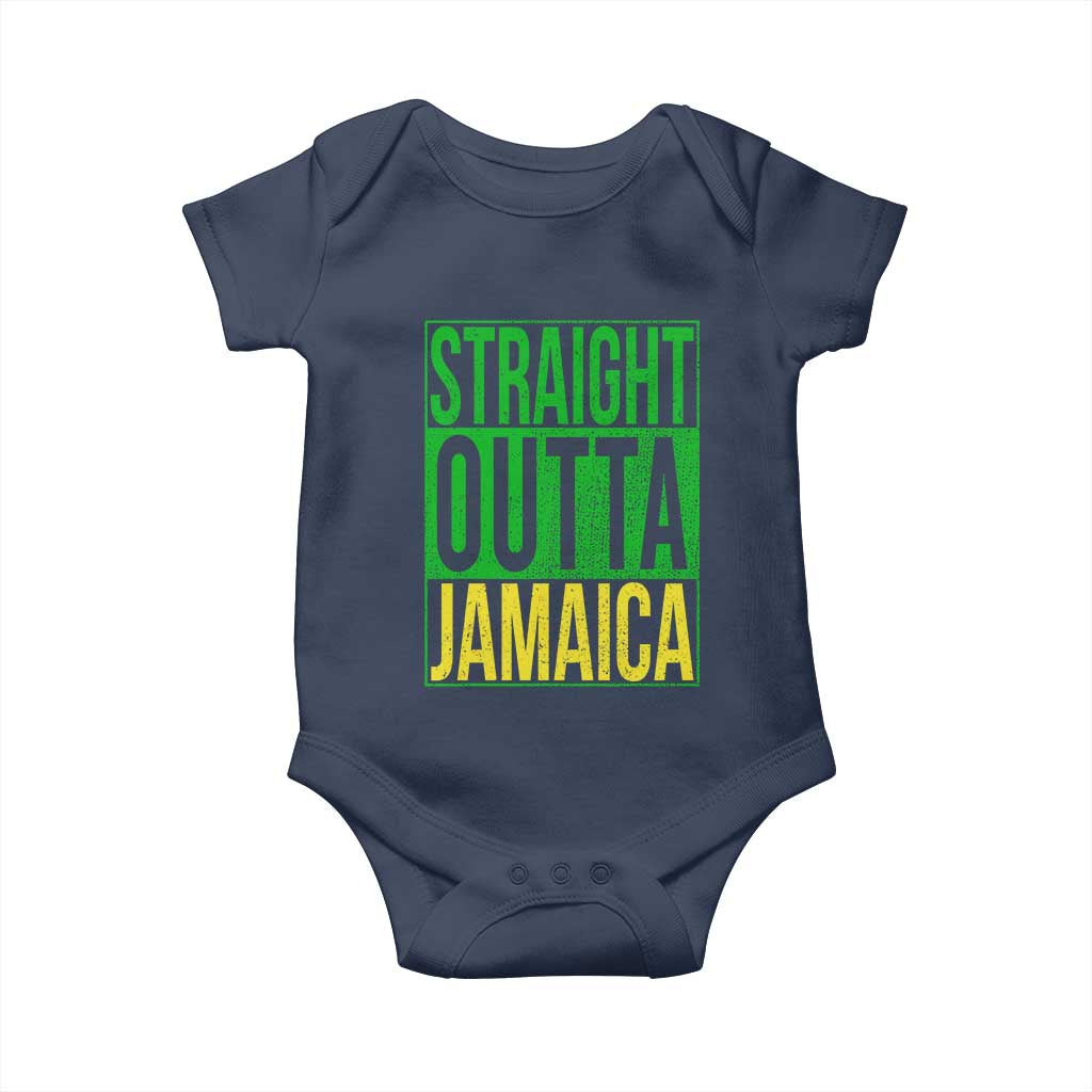 Straight Outta Jamaica Baby Onesie Cool Jamaican Travel Vacation TS10 Navy Print Your Wear