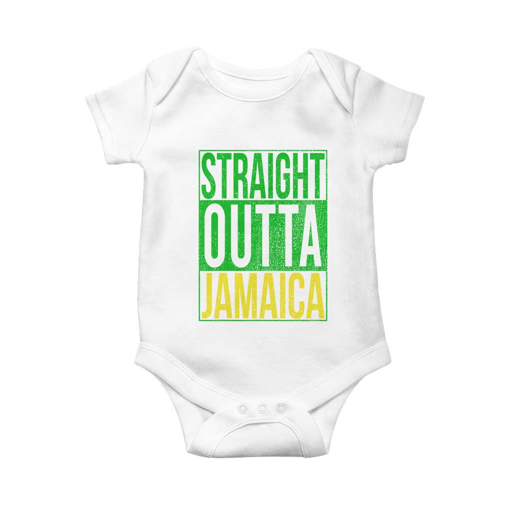 Straight Outta Jamaica Baby Onesie Cool Jamaican Travel Vacation TS10 White Print Your Wear