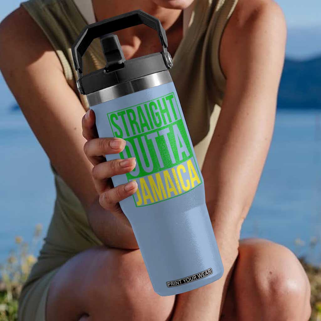Straight Outta Jamaica Flip Straw Tumbler Cool Jamaican Travel Vacation TS10 One Size: 30 oz Light Blue Print Your Wear