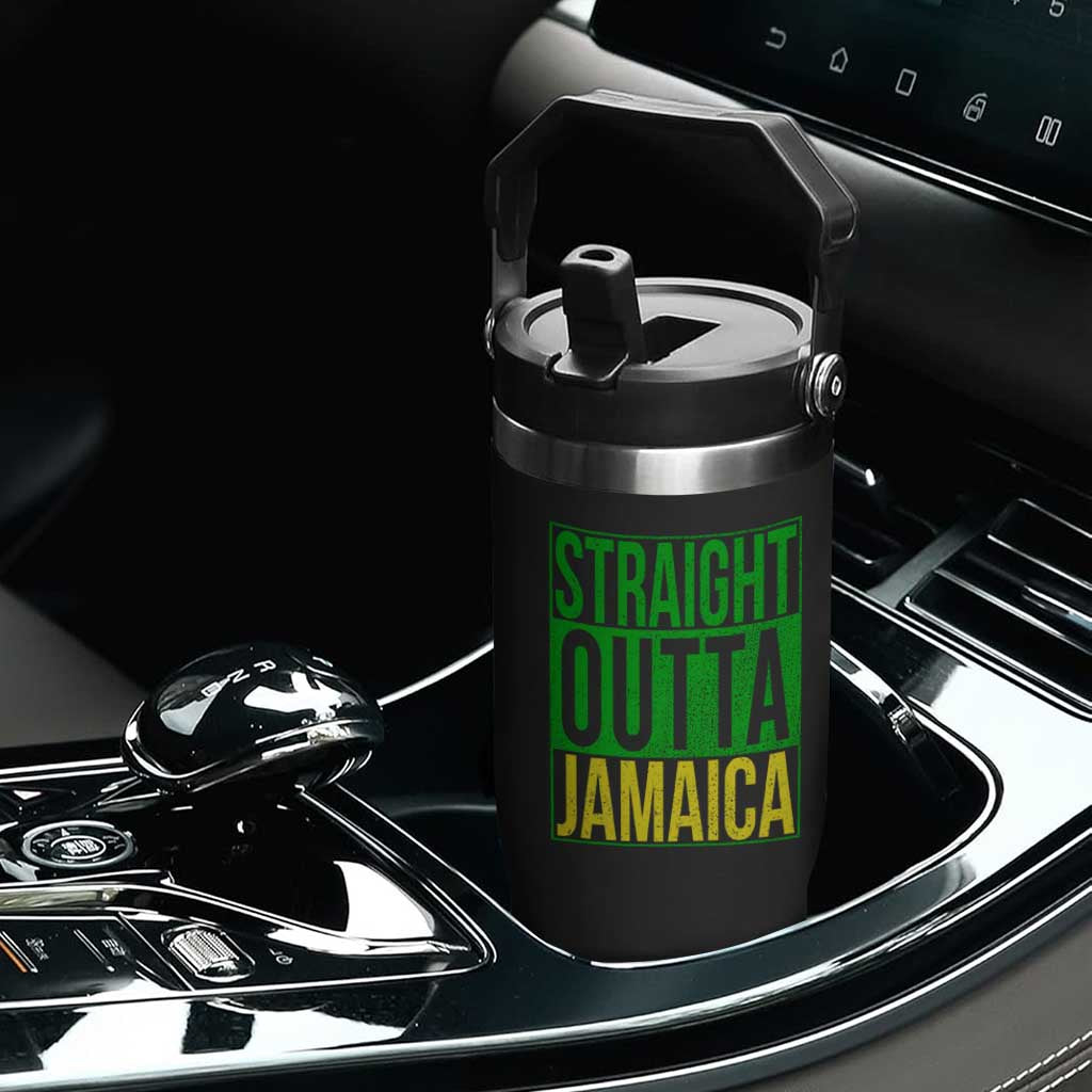 Straight Outta Jamaica Flip Straw Tumbler Cool Jamaican Travel Vacation TS10 Print Your Wear