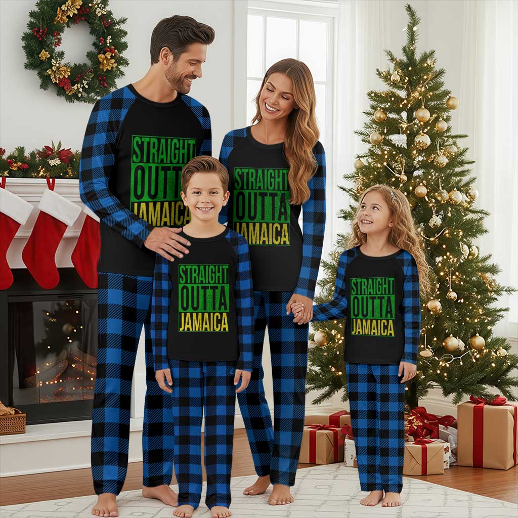 Straight Outta Jamaica Plaid Pajama Set Cool Jamaican Travel Vacation TS10 Blue Plaid Print Your Wear