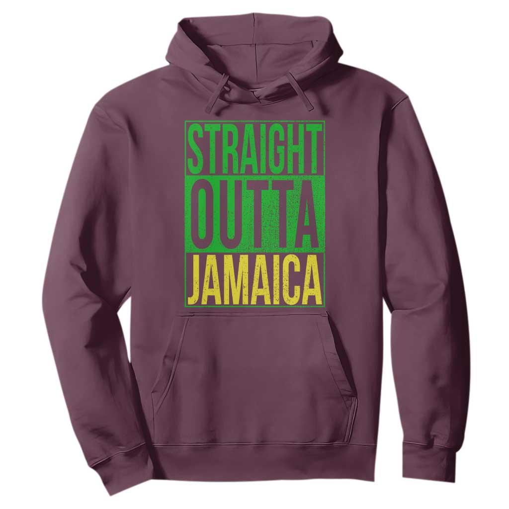 Straight Outta Jamaica Hoodie Cool Jamaican Travel Vacation TS10 Maroon Print Your Wear