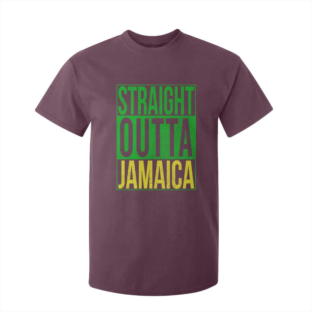 Straight Outta Jamaica T Shirt For Kid Cool Jamaican Travel Vacation TS10 Maroon Print Your Wear