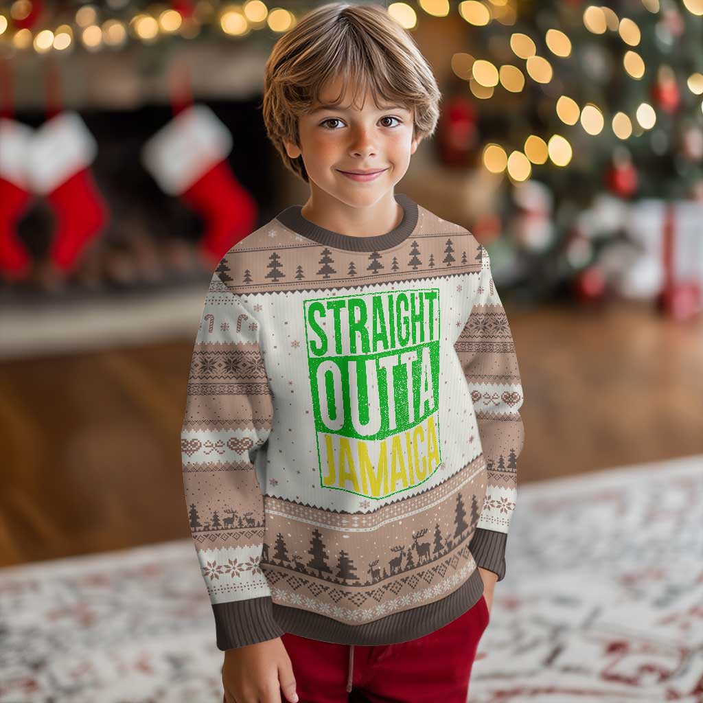 Straight Outta Jamaica Ugly Christmas Sweater Cool Jamaican Travel Vacation TS10 Mocha Mousse Print Your Wear