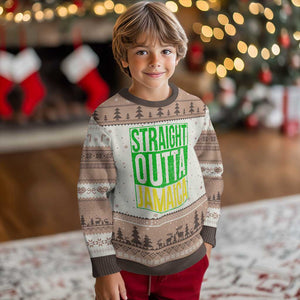Straight Outta Jamaica Ugly Christmas Sweater Cool Jamaican Travel Vacation TS10 Mocha Mousse Print Your Wear