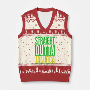 Straight Outta Jamaica V-Neck Knit Sweater Vest Cool Jamaican Travel Vacation TS10 Beige Red Print Your Wear