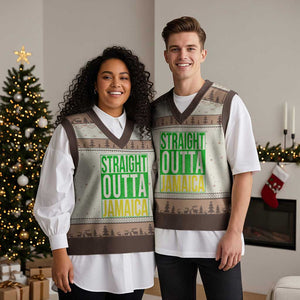 Straight Outta Jamaica V-Neck Knit Sweater Vest Cool Jamaican Travel Vacation TS10 Mocha Mousse Print Your Wear