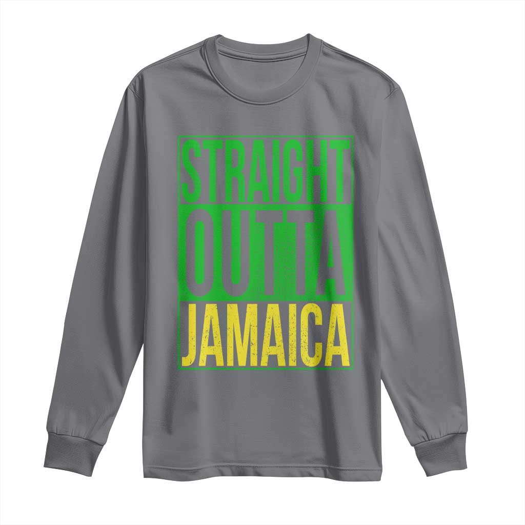 Straight Outta Jamaica Long Sleeve Shirt Cool Jamaican Travel Vacation TS10 Charcoal Print Your Wear