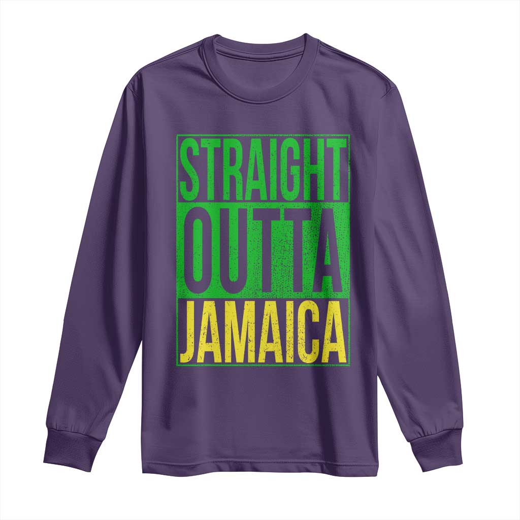 Straight Outta Jamaica Long Sleeve Shirt Cool Jamaican Travel Vacation TS10 Purple Print Your Wear