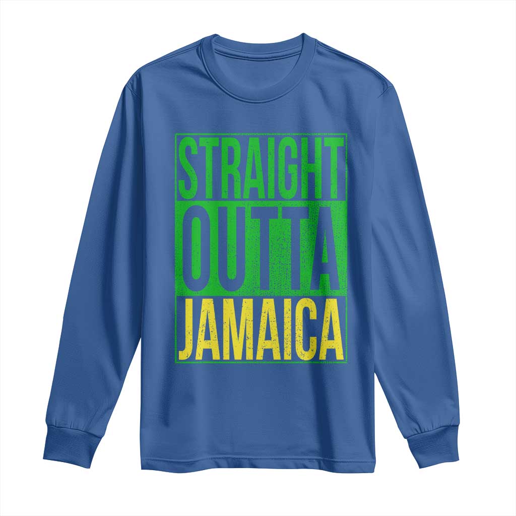 Straight Outta Jamaica Long Sleeve Shirt Cool Jamaican Travel Vacation TS10 Royal Blue Print Your Wear
