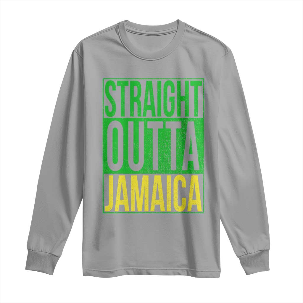 Straight Outta Jamaica Long Sleeve Shirt Cool Jamaican Travel Vacation TS10 Sport Gray Print Your Wear