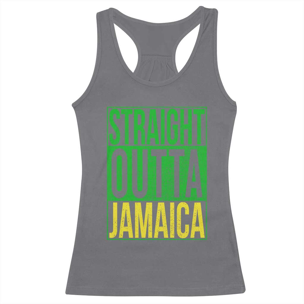 Straight Outta Jamaica Racerback Tank Top Cool Jamaican Travel Vacation TS10 Charcoal Print Your Wear
