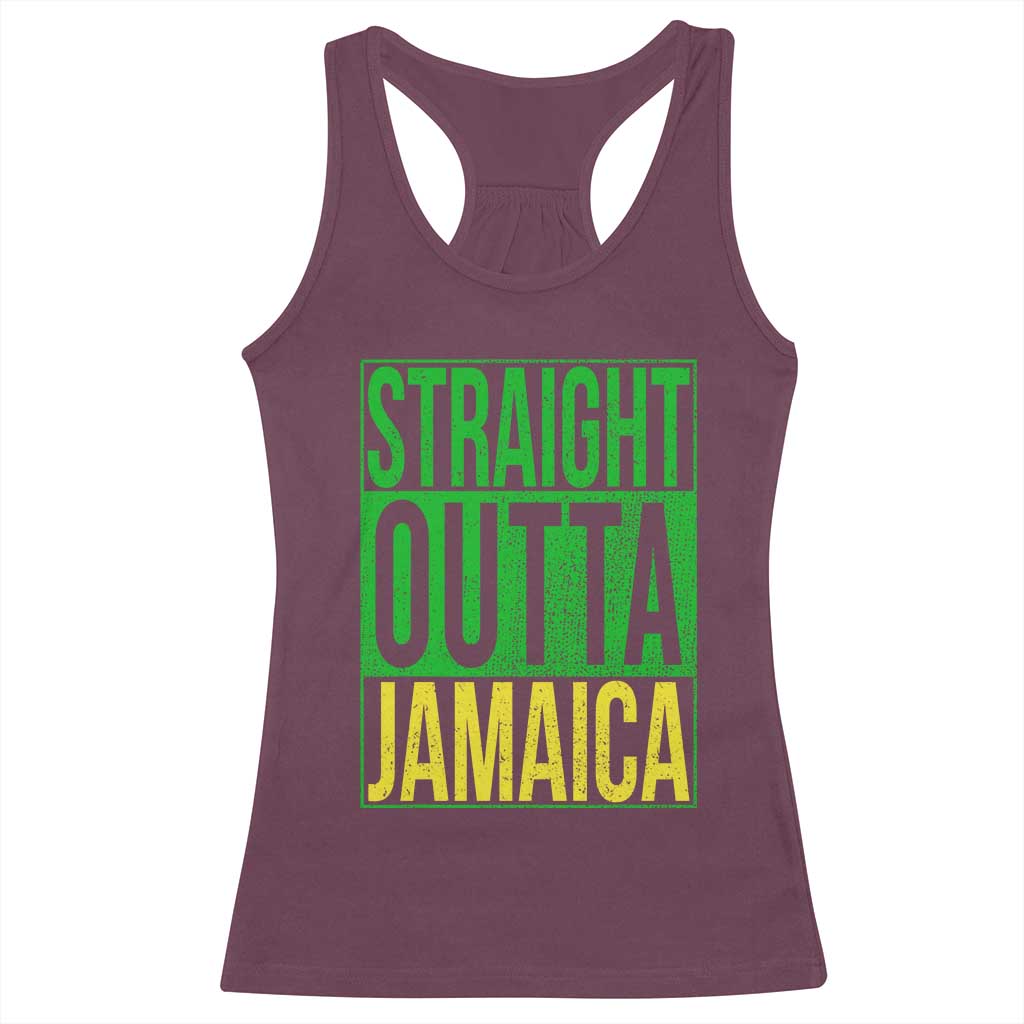 Straight Outta Jamaica Racerback Tank Top Cool Jamaican Travel Vacation TS10 Maroon Print Your Wear