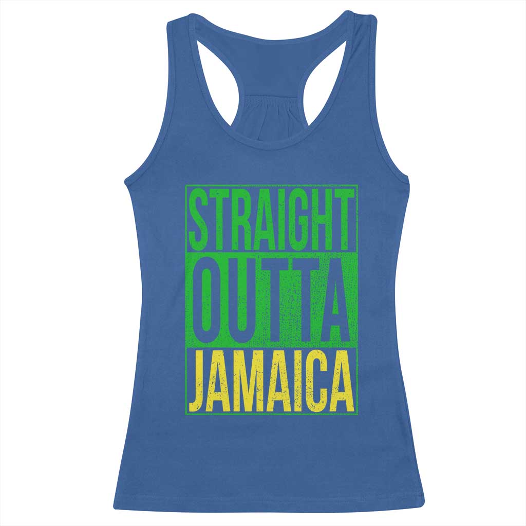 Straight Outta Jamaica Racerback Tank Top Cool Jamaican Travel Vacation TS10 Royal Blue Print Your Wear