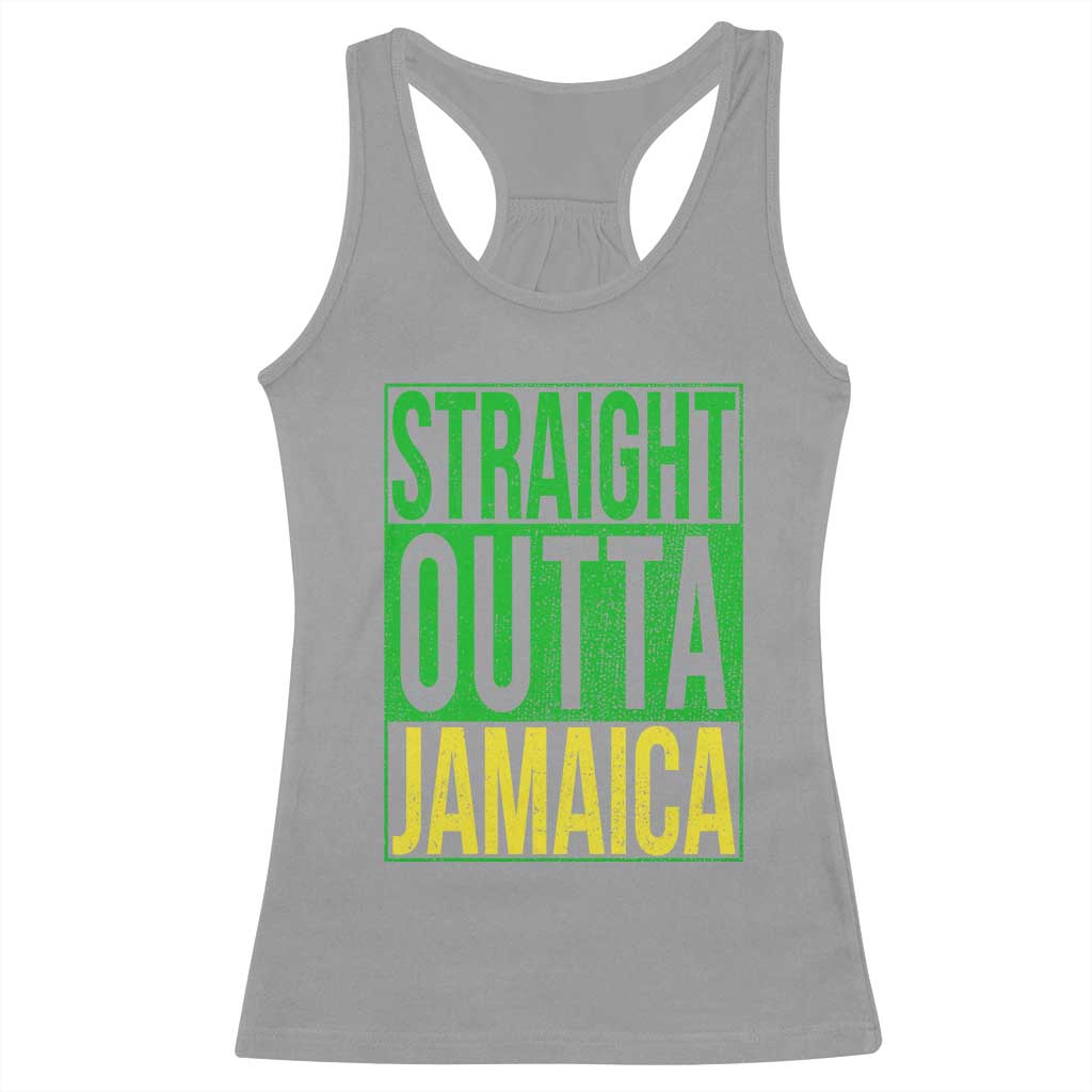 Straight Outta Jamaica Racerback Tank Top Cool Jamaican Travel Vacation TS10 Sport Gray Print Your Wear