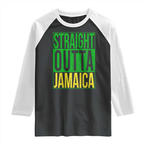Straight Outta Jamaica Raglan Shirt Cool Jamaican Travel Vacation TS10 Black White Print Your Wear