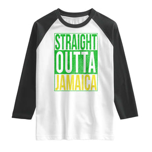 Straight Outta Jamaica Raglan Shirt Cool Jamaican Travel Vacation TS10 White Black Print Your Wear