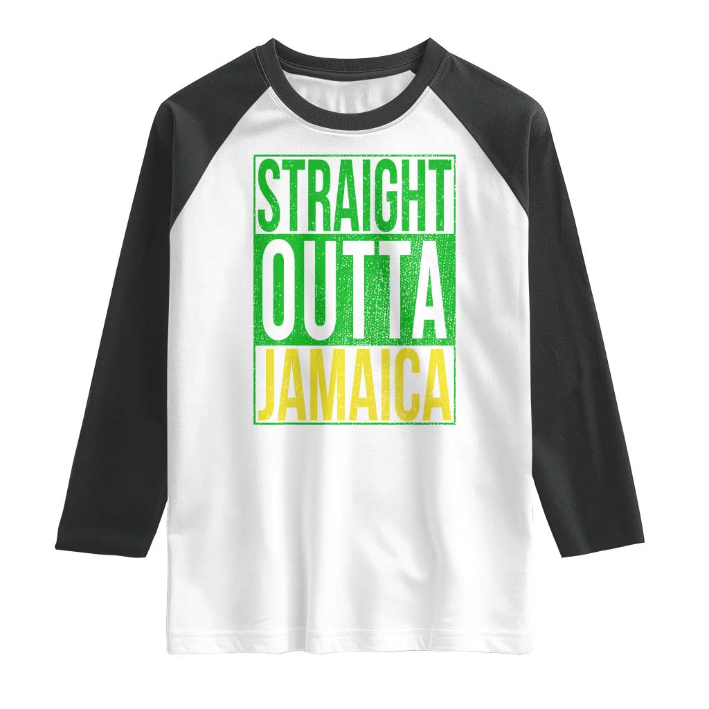 Straight Outta Jamaica Raglan Shirt Cool Jamaican Travel Vacation TS10 White Black Print Your Wear