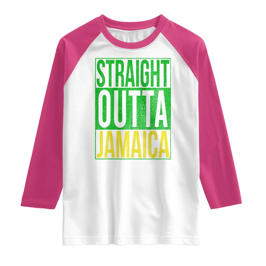 Straight Outta Jamaica Raglan Shirt Cool Jamaican Travel Vacation TS10 White Heliconia Print Your Wear