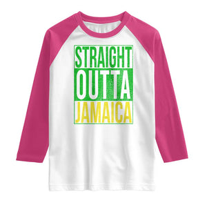 Straight Outta Jamaica Raglan Shirt Cool Jamaican Travel Vacation TS10 White Heliconia Print Your Wear