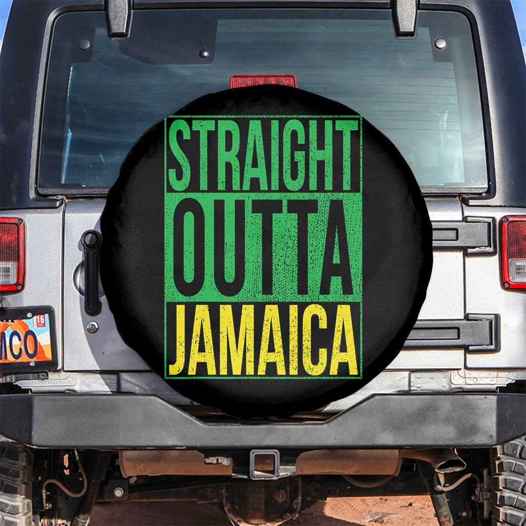 Straight Outta Jamaica Spare Tire Cover Cool Jamaican Travel Vacation TS10 No hole Black Print Your Wear