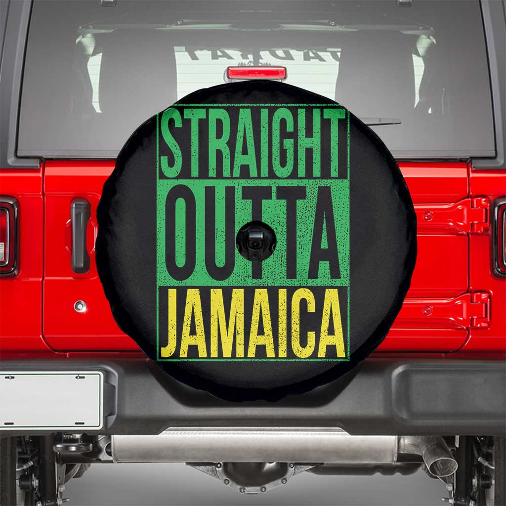 Straight Outta Jamaica Spare Tire Cover Cool Jamaican Travel Vacation TS10 Black Print Your Wear