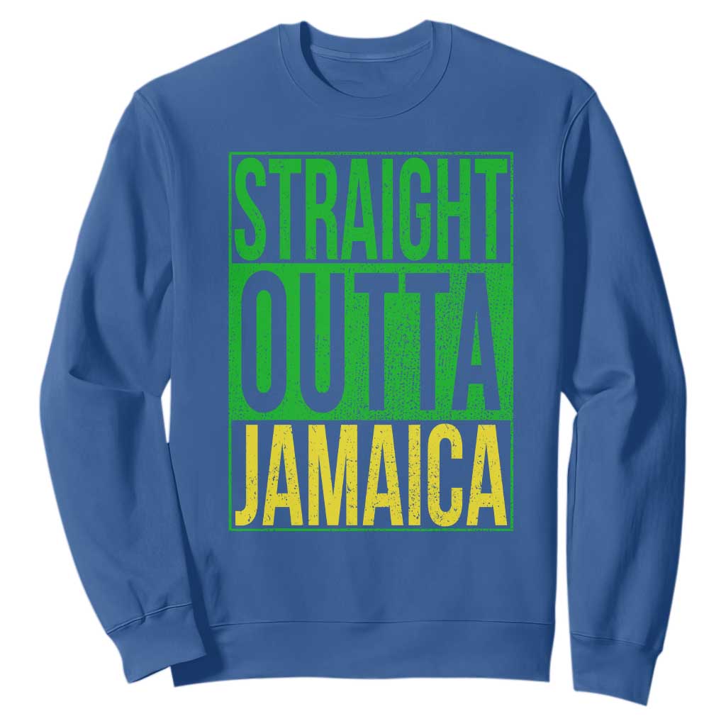 Straight Outta Jamaica Sweatshirt Cool Jamaican Travel Vacation TS10 Royal Blue Print Your Wear