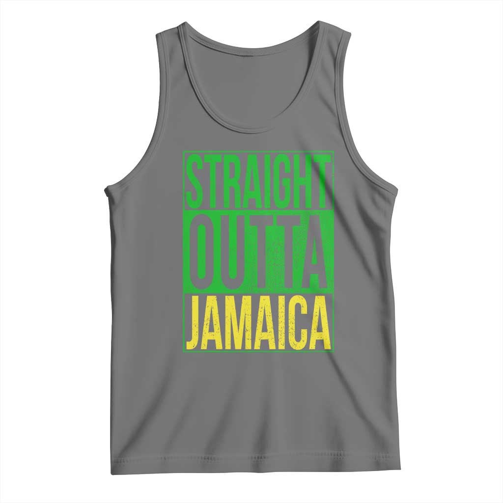 Straight Outta Jamaica Tank Top Cool Jamaican Travel Vacation TS10 Black Heather Print Your Wear