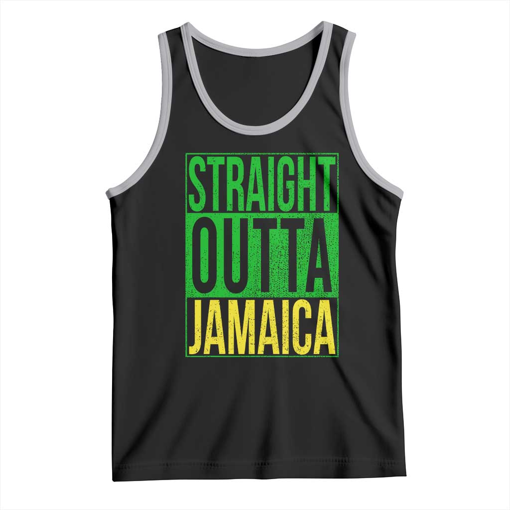 Straight Outta Jamaica Tank Top Cool Jamaican Travel Vacation TS10 Black Athletic Heather Print Your Wear